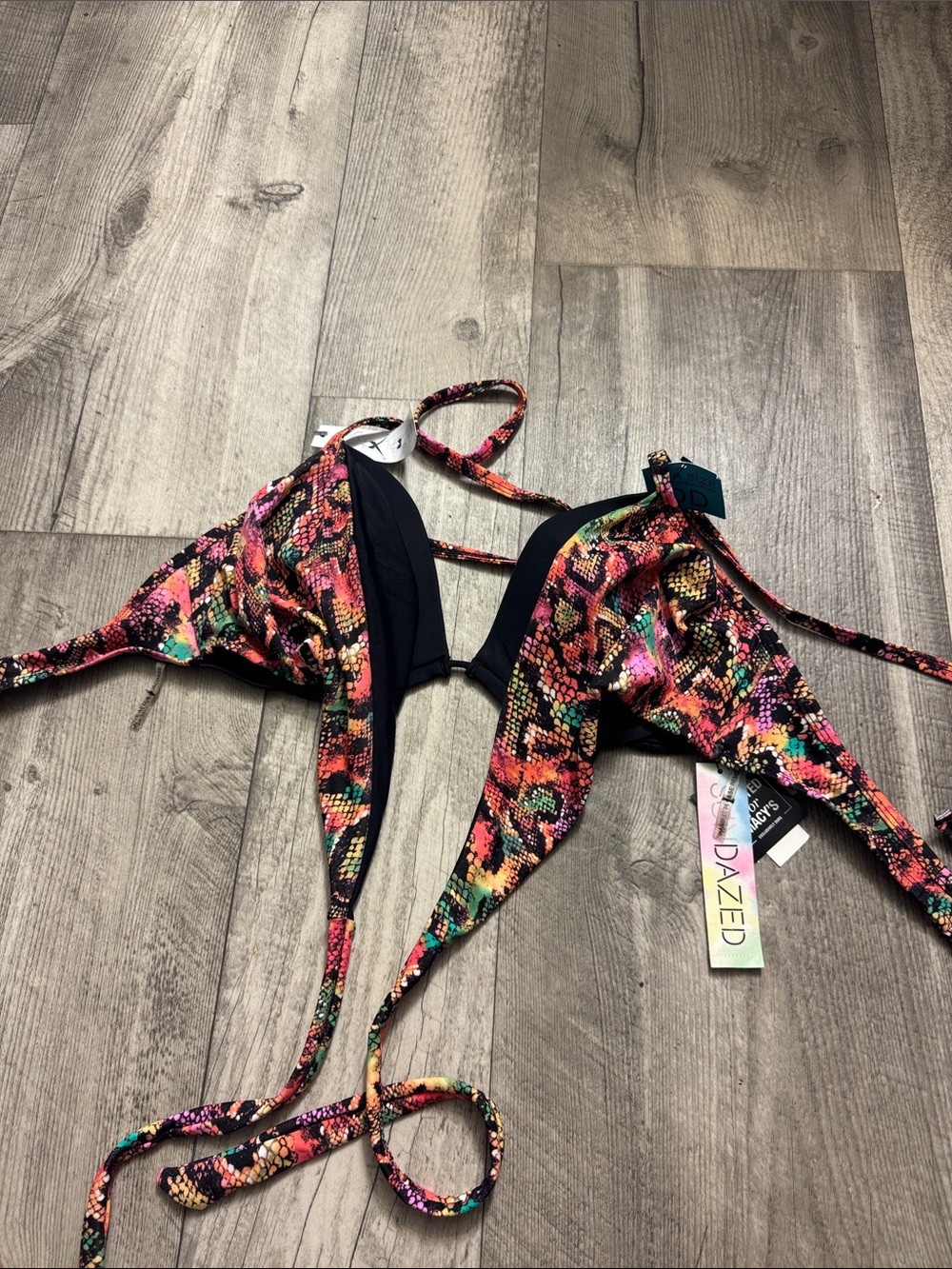 Macy's Multicolor Snake-Print One-Piece Swimsuit with Black Accents